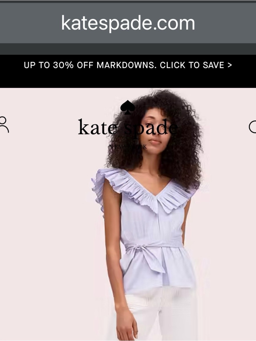 Kate Spade Ruffle Neck Tie Waist Top